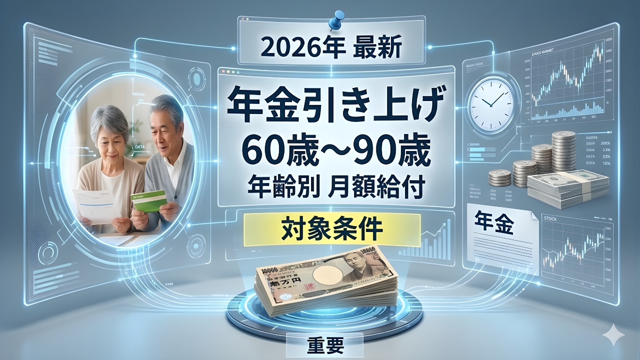 日本年金引き上げ2026年｜60～90歳の年齢別でいくら増える？最新月額給付まとめ