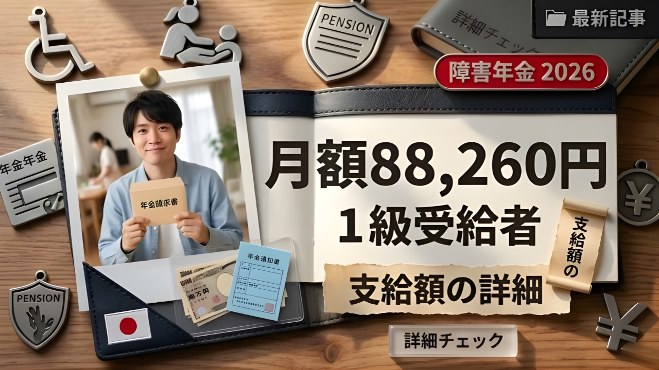 障害年金2026最新｜1級受給者の月額88,260円は本当か？変更点と影響まとめ